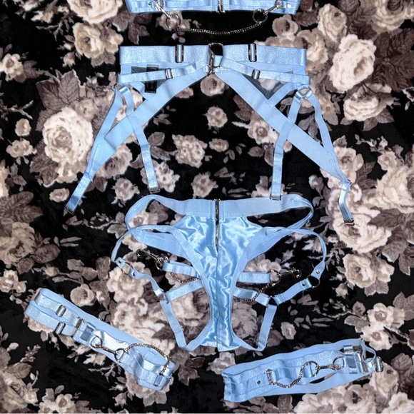 🖤RARE & SET🖤 Honey Bridgette Kukuro Bottoms + Garter Belt - Baby Blue M - Picture 3 of 7